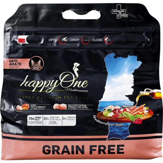 Imagem de Ração para Gato Adulto Mediterrâneo sem Glúten HAPPYONE emb.3kg