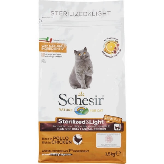 Imagem de Ração para Gato Esterilizado Light de Frango SCHESIR emb.1,5kg