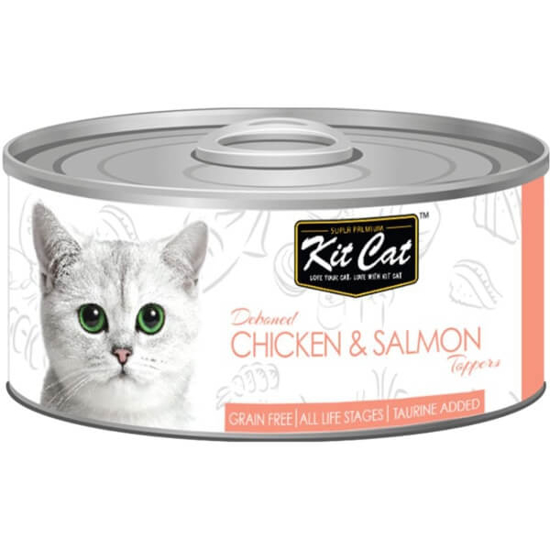 Imagem de Comida Húmida para Gato de Frango e Salmão KIT CAT lata 80g