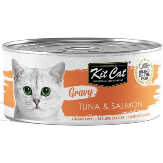 Imagem de Comida Húmida para Gato de Atum e Salmão KIT CAT GRAVY lata 70g