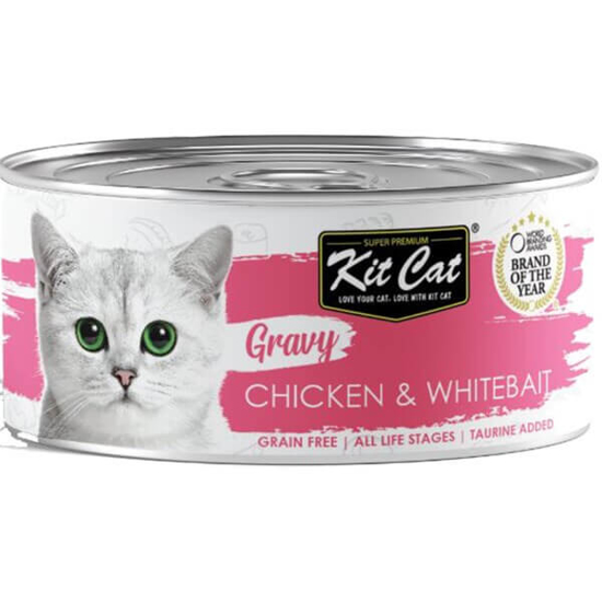 Imagem de Comida Húmida para Gato de Frango e Isca Branca KIT CAT GRAVY lata 70g