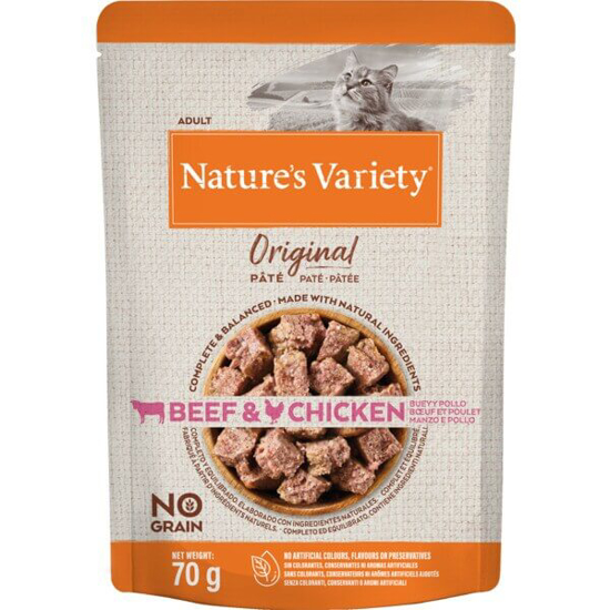 Imagem de Comida Húmida para Gato Adulto Original de Vaca e Frango NATURE'S VARIETY emb.70g