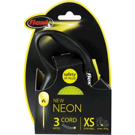 Imagem de Trela para Cão New Neon com Corda 3 Metros Tamanho XS FLEXI emb.1 unidade