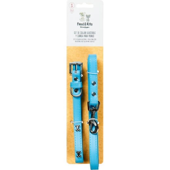 Imagem de Conjunto Coleira e Trela Azul T- S 30 X 41 cm / 1,5 X 120 cm 1 unidade