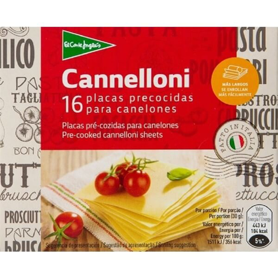 Imagem de Placas Pré-Cozidas para Canelones EL CORTE INGLÉS emb.125g