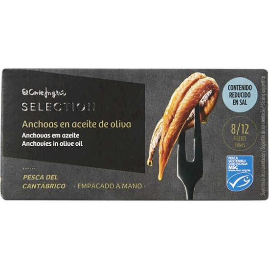 Imagem de Anchovas em Azeite 8/12 Filetes EL CORTE INGLÉS SELECTION emb.30g