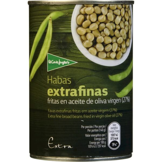 Imagem de Favas Extra Finas Fritas em Azeite Virgem EL CORTE INGLÉS lata 410g