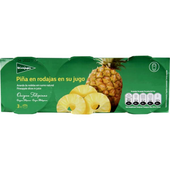 Imagem de Ananás ás Rodelas em Sumo Natural EL CORTE INGLÉS Pack 3 emb.417g