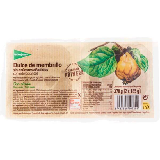 Imagem de Marmelada com Stevia EL CORTE INGLÉS Pack 2 emb.370g