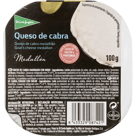 Imagem de Queijo de Cabra Medalhão EL CORTE INGLÉS emb.100g