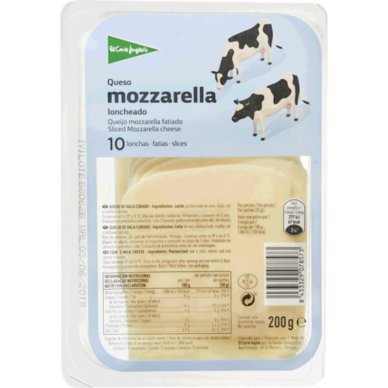 Imagem de Queijo Mozzarella em Fatias EL CORTE INGLÉS emb.200g