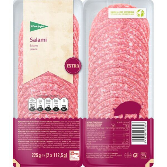 Imagem de Salame Extra em Fatias sem Glúten EL CORTE INGLÉS Pack 2 emb.112,5g