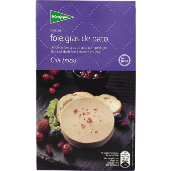 Imagem de Bloco de Foie Gras de Pato com Pedaços sem Glúten EL CORTE INGLÉS emb.80g