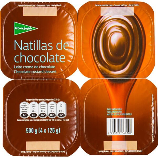 Imagem de Leite Creme de Chocolate EL CORTE INGLÉS Pack 4 emb.125g