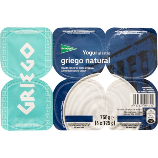 Imagem de Iogurte Grego Natural EL CORTE INGLÉS Pack 6 emb.125g