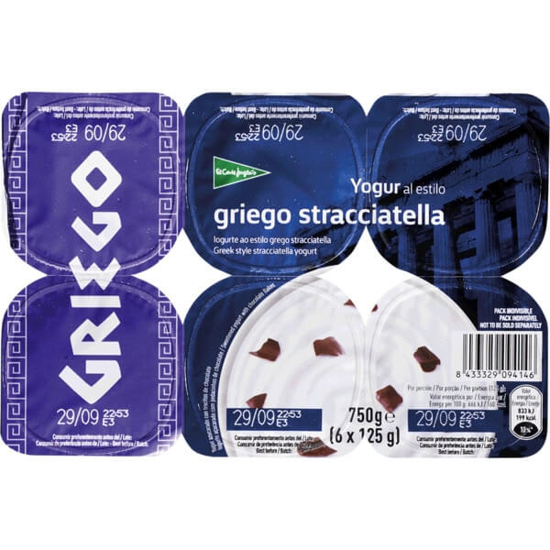 Imagem de Iogurte Grego de Stracciatella EL CORTE INGLÉS Pack 6 emb.125g