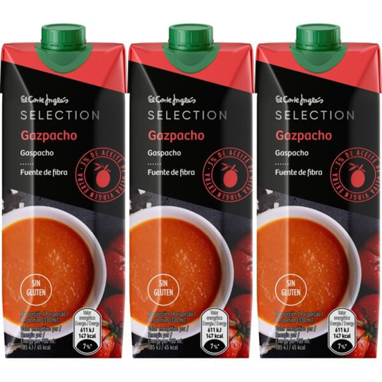 Imagem de Gaspacho sem Glúten EL CORTE INGLÉS SELECTION Pack 3 emb.330ml