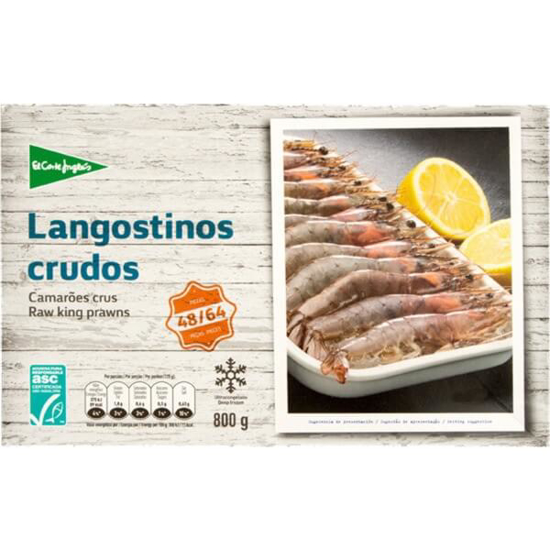 Imagem de Camarões Crus 48/64 Peças EL CORTE INGLÉS emb.800g Congelados