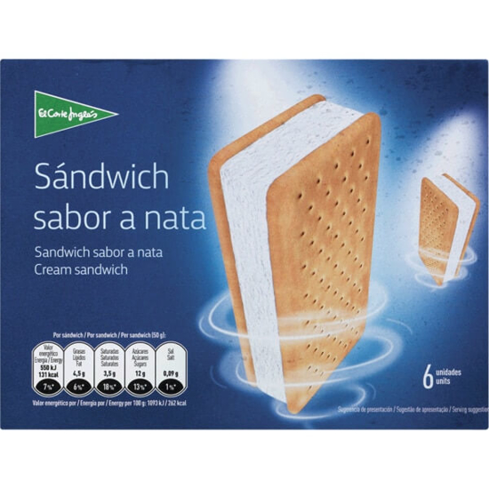 Imagem de 6 Sandwich com Sabor a Nata EL CORTE INGLÉS emb.600ml