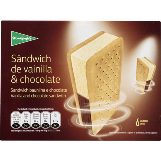 Imagem de 6 Sandwich de Baunilha e Chocolate EL CORTE INGLÉS emb.600ml