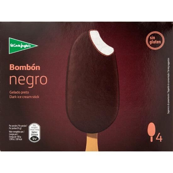 Imagem de 4 Gelados com Chocolate Preto sem Glúten EL CORTE INGLÉS emb.440ml