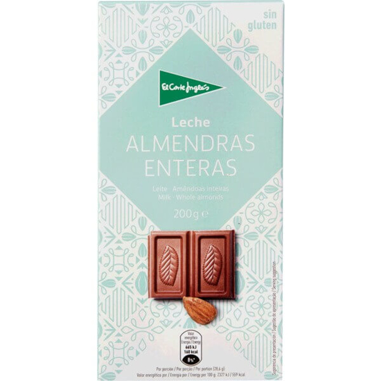 Imagem de Chocolate de Leite com Amêndoas sem Glúten EL CORTE INGLÉS emb.200g