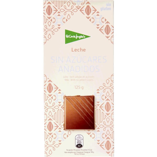 Imagem de Chocolate de Leite sem Açúcares Adicionados e sem Glúten EL CORTE INGLÉS emb.125g