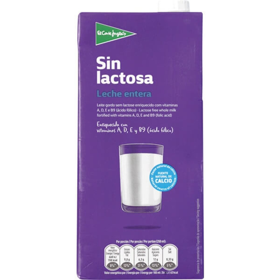 Imagem de Leite Gordo sem Lactose EL CORTE INGLÉS emb.1L