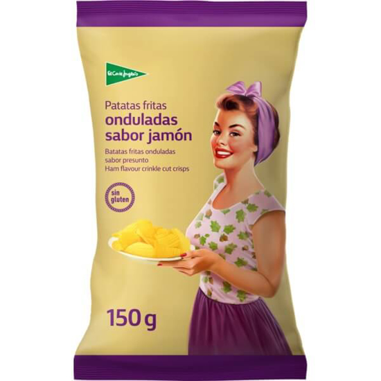 Imagem de Batatas Fritas Onduladas com Sabor a Presunto sem Glúten EL CORTE INGLÉS emb.150g