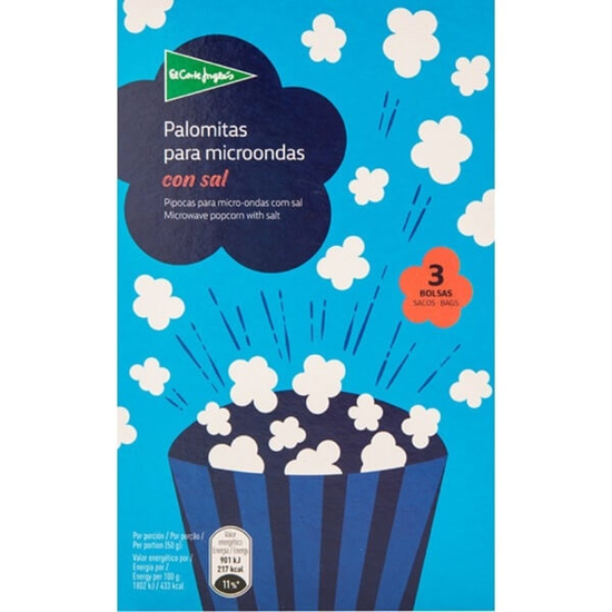 Imagem de Pipocas com Sal para Micro-Ondas EL CORTE INGLÉS Pack 3 emb.300g