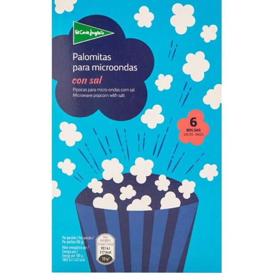 Imagem de Pipocas para Micro-Ondas com Sal EL CORTE INGLÉS Pack 6 emb.600g