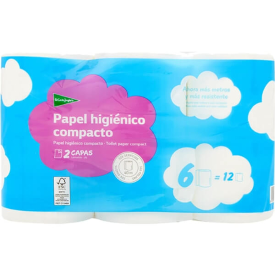 Imagem de Papel Higiénico Compacto 2 Capas EL CORTE INGLÉS emb.6 unidades