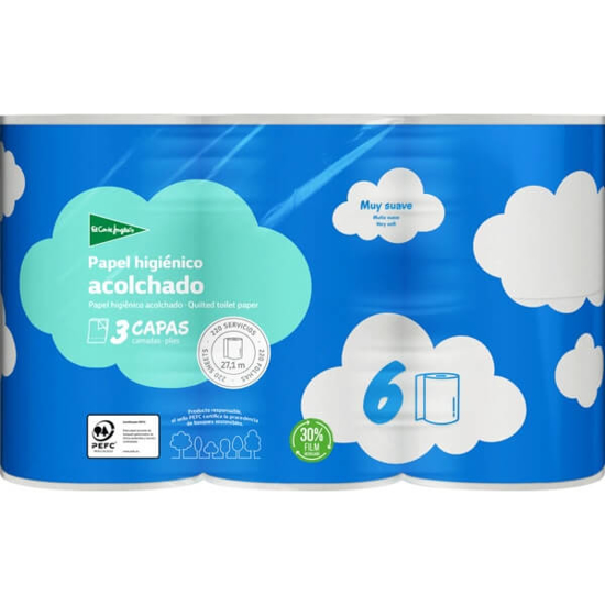 Imagem de Papel Higiénico Alcochado EL CORTE INGLÉS emb.6 unidades