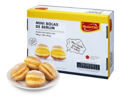 Mostrar detalhes para Mini Bola Berlim Com Creme MASTERCHEF 20x45g Imagem de Mini Bola Berlim Com Creme MASTERCHEF 20x45g