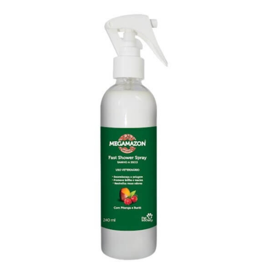 Imagem de Spray Fast Shower Banho Seco com Pitanga e Buriti Uso Veterinário spray MEGAMAZON emb.240ml