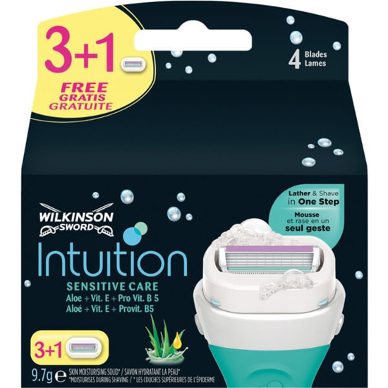 Imagem de Lâminas Depilatórias Sensitive Care Recargas WILKINSON SWORD INTUITION NATURALS Pack 3 + 1 Grátis emb.4 unidades