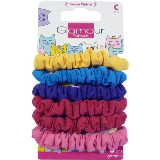 Imagem de Elásticos para Cabelo Mix Cores GLAMOUR emb.6 unidades