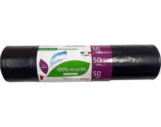 Imagem de Saco Lixo VIVER MELHOR 100% Reciclados Fecho Fácil 50L 10un