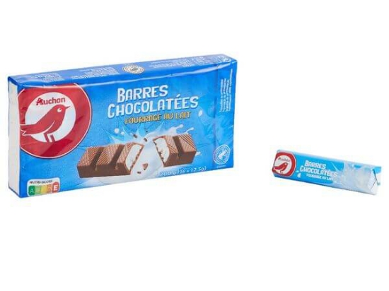 Imagem de Barras AUCHAN de Chocolate Recheadas Creme Leite 16unx12.5 200g