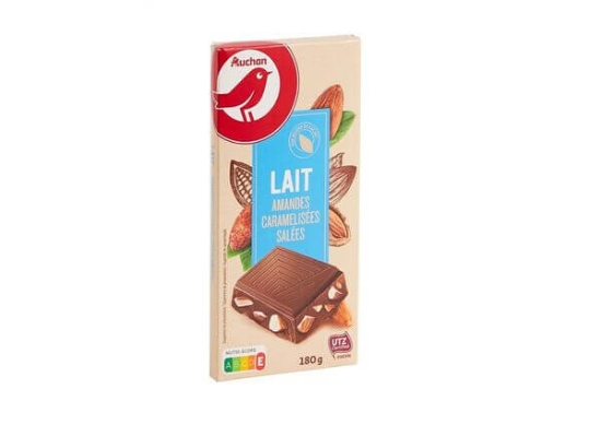 Imagem de Chocolate AUCHAN Leite Com Amêndoas Caramelo 180g