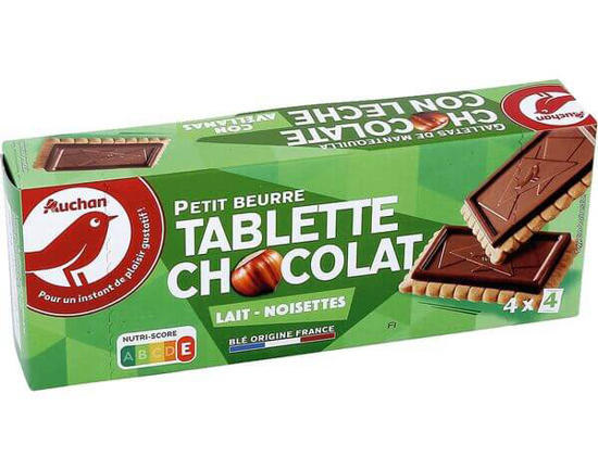 Imagem de Bolacha AUCHAN Manteiga Coberta Chocolate Avelã 16un 150g