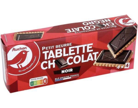 Imagem de Bolacha AUCHAN Manteiga Coberta Chocolate Preto 16un 150g
