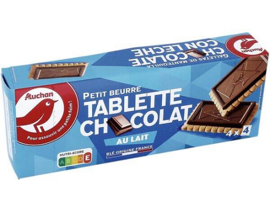 Imagem de Bolacha AUCHAN Manteiga Coberta Chocolate Leite 16un 150g