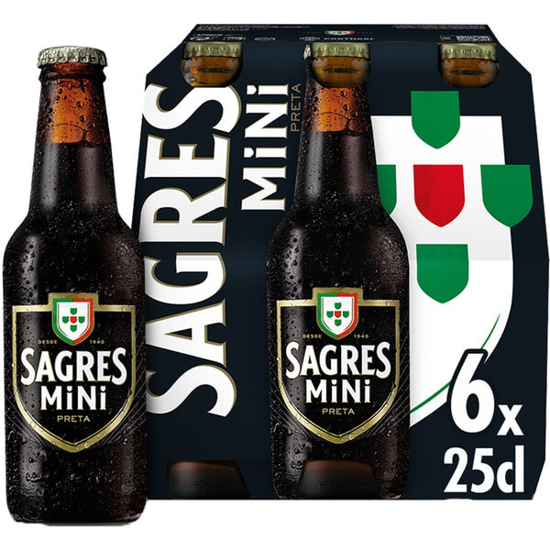 Imagem de Cerveja Preta Mini SAGRES Pack 6 unidades emb.25cl