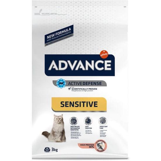 Imagem de Comida Seca para Gato Adulto Sensitive Salmão e Arroz ADVANCE emb.3kg