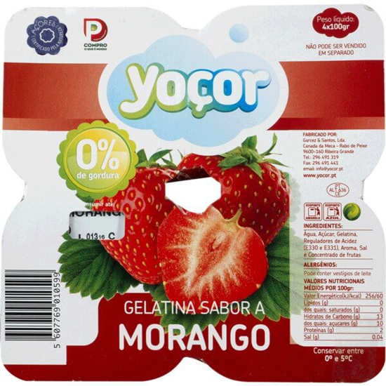 Imagem de Gelatina de Morango YOÇOR Pack 4 emb.100g