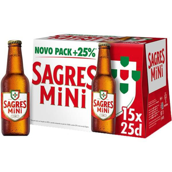Imagem de Cerveja com Álcool Mini SAGRES emb.15x25cl