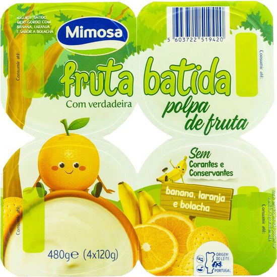 Imagem de Iogurte Polpa Banana, Laranja e Bolacha MIMOSA emb.4x120g