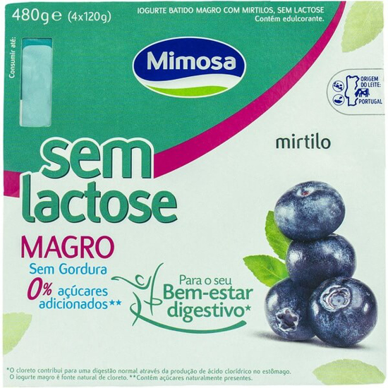 Imagem de Iogurte Magro Mirtilo sem Lactose MIMOSA emb.4x120g