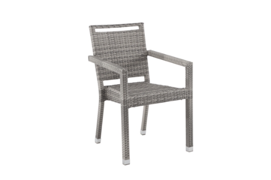 Imagem de Cadeira Aluminio/ Rattan Com Braços Cinza METRO PROFESSIONAL 1un
